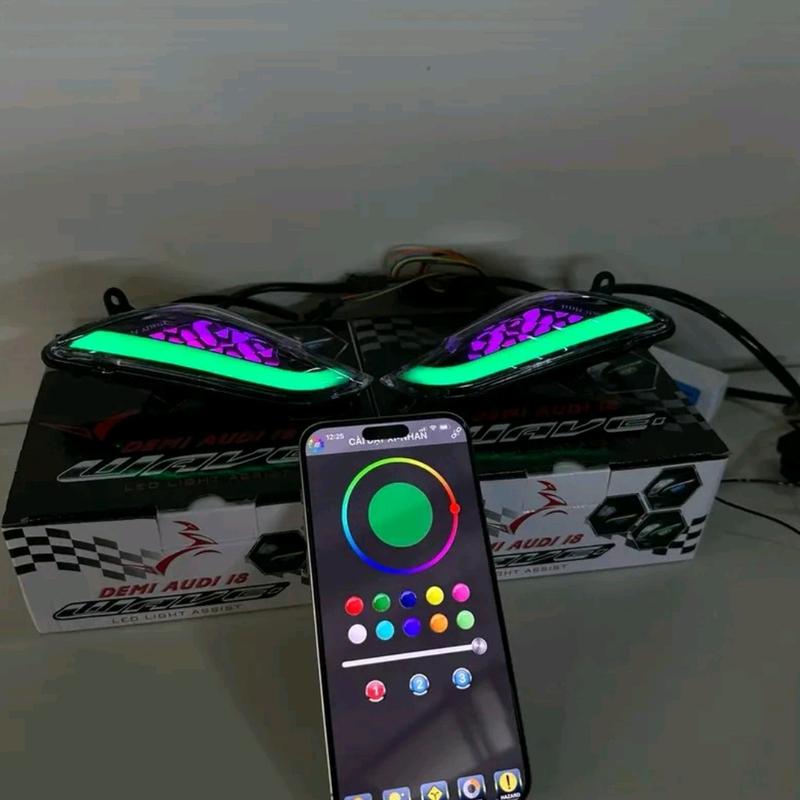 Bộ Đèn Xi Nhan Audi i8 Chỉnh App Cho Wave 50-100-110cc - Điện 12V - Phụ Tùng - Đèn Led