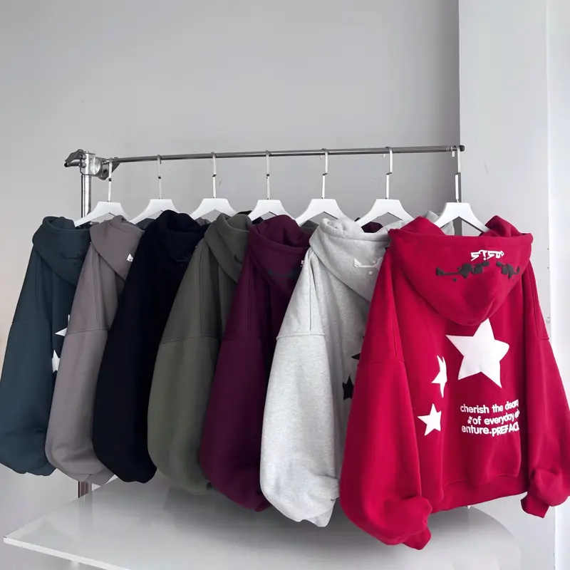 Áo Khoác In Nổi THREE STARS form Boxy, khoá kéo 2 đầu Unisex_SSSTore.Aesthetic 6