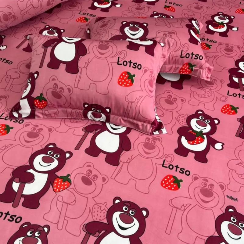  Bộ chăn ga gối GẤU DÂU đậm 