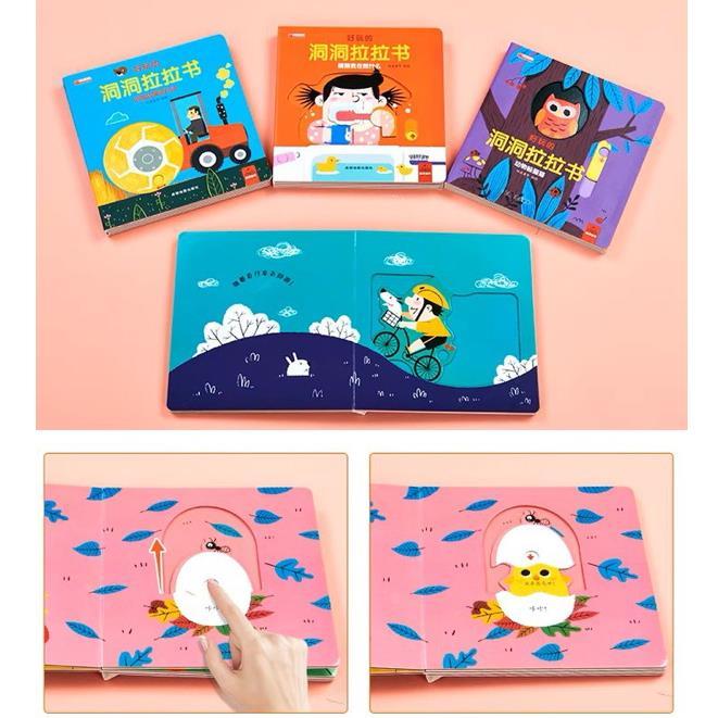 Casual 4 Books Chinese Montessori Activity Board Book (Push Pull Slide) Learn Through Play Babies Toddlers (0-3 Yrs) 5