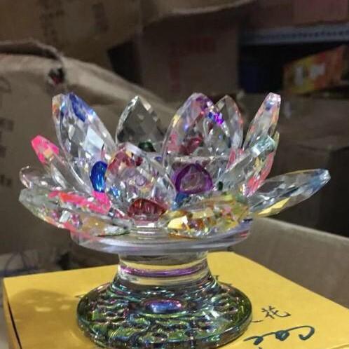 chân nến hoa sen pha lê 10cm - cây thắp nến