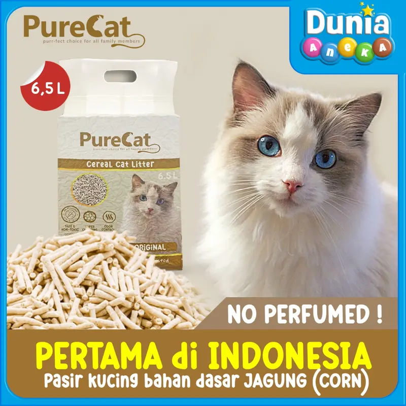 PURECAT PASIR KUCING CEREAL ORIGINAL TOFU CAT LITTER TANPA AROMA 1