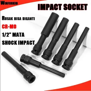 Mata Kunci Shock Cover / 8-14mm Extra Panjang 130mm (13cm) High Hardness 1/2 Hex Socket Head Adapter for Electric Wrench and Lithium Wrench Mata Kunci Sok Impact Driver Socket Sleeve Impact Wrench Mata Shock Satuan Ecer