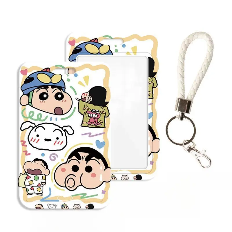 Chủ thẻ Shin Chan Bút Chì Màu, Bìa thẻ học sinh, Chủ thẻ ID, Bộ thẻ làm việc, Chủ thẻ chìa khóa xe Điện Vỏ bảo vệ, Móc chìa khóa, Dây buộc 6