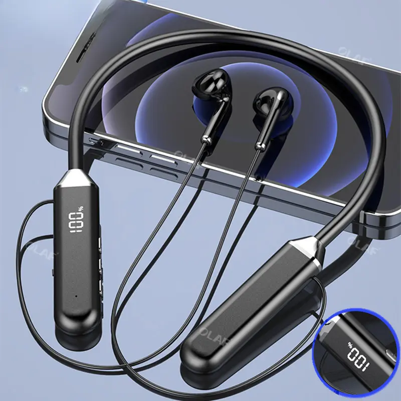 Tai nghe không dây từ tính, Bluetooth 5.2, thiết bị đeo cổ, tai nghe, tai nghe thể thao và chạy, không thấm nước, tai nghe nhét tai nghe, với MiC, TWS