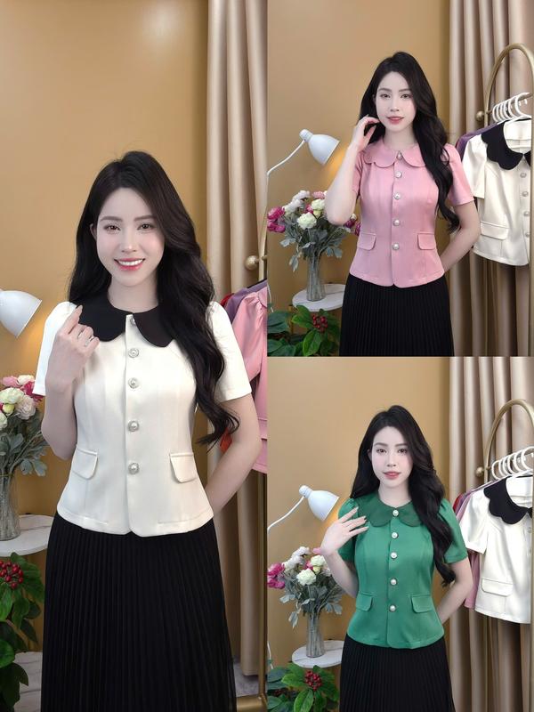 Áo sơ mi nữ PEPLUM mã A52 CỔ BÈO SEN siêu xinh áo peplum peplum xu huong Nữ Women
