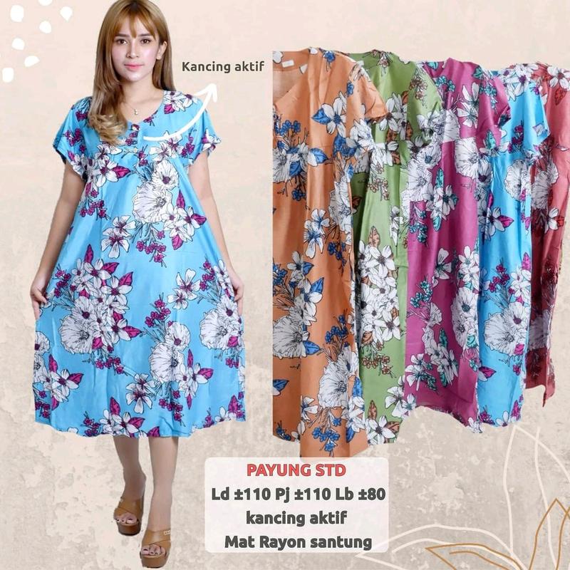 Paket Hemat 5 PCS DASTER PAYUNG STANDAR Nyaman Rayon Motif Busui Kancing Bumil 2