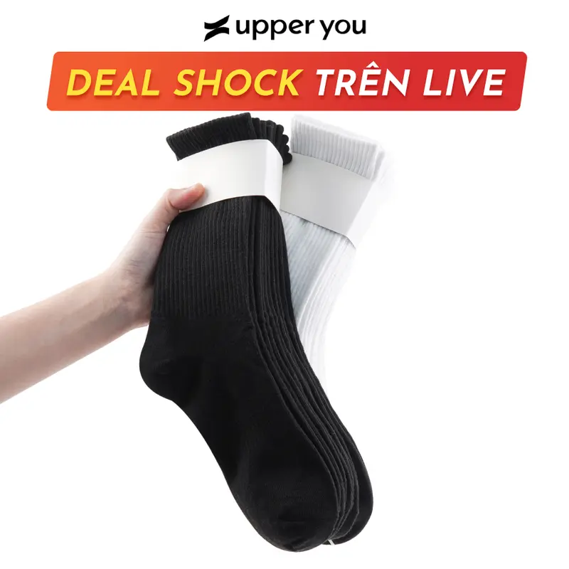 Tất Vớ Nam Nữ Cổ Cao Trơn UPPERYOU Cotton Tự Nhiên Êm Ái Dày Dặn Thấm Hút Tốt Menswear - VSF4001