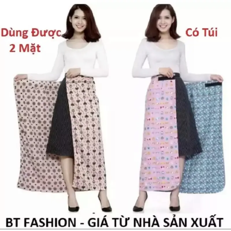 Váy chống nắng , Thương hiệu HƯƠNG GIANG  , Vải tốt 2 Lớp - Dùng được 2 mặt- Có Túi -Giao màu ngẫu nhiên