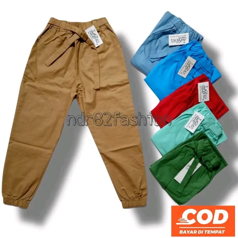 Celana Joger Anak Perempuan 7-15 Tahun Katun Polos Fashion