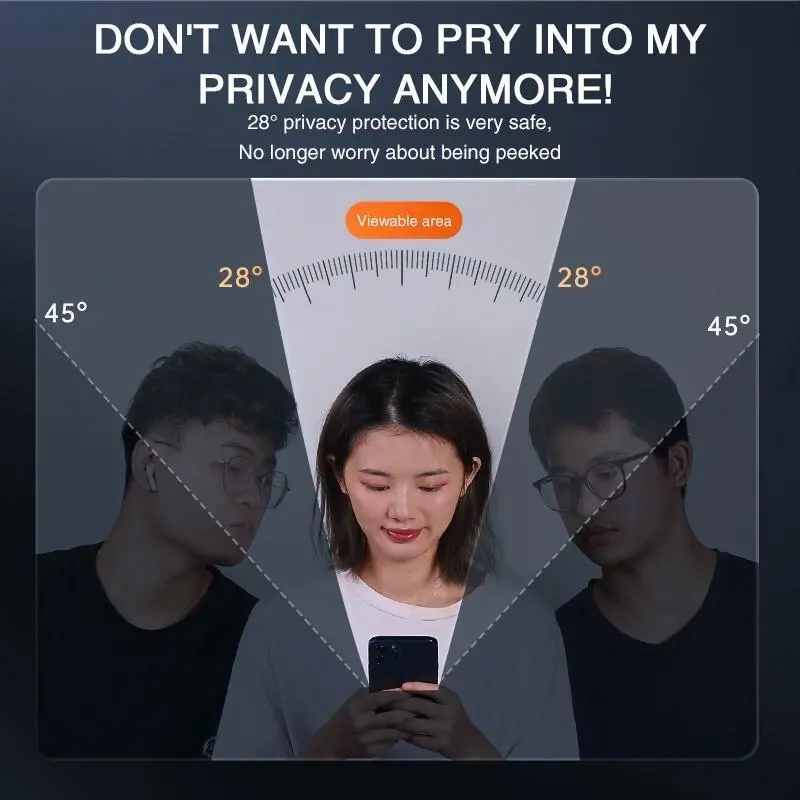 Phim bảo vệ màn hình kính cường lực, Bảo vệ bảo mật, Chống nhìn trộm, Tương thích với iPhone 15, 14, 13, 12, 11, XS Max, XR, X, 7, 8 Plus, SE 2022, Được làm bằng Kính cường lực 2