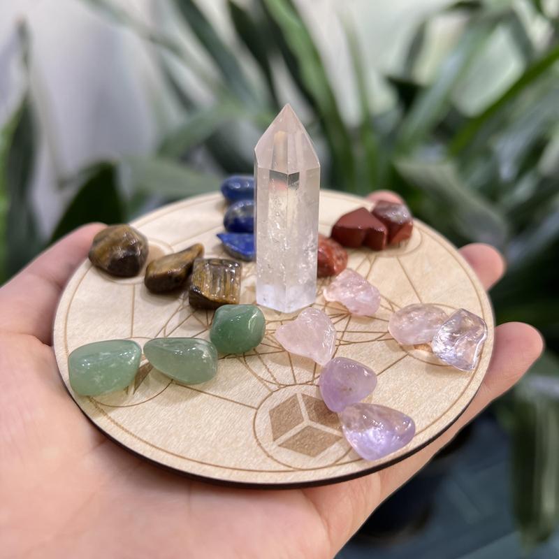 Product Introduction of Chakra Stone Set, 1 Set Natural Stone with Witchcraft Energy Balance Meditation Kit, Home Decor Ornament, Gift for Friend 0