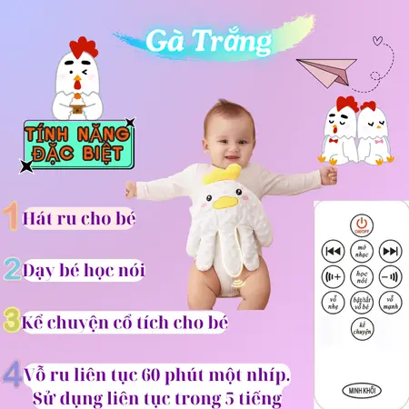 Bàn tay chống giật mình cho bé hình Gà con có điều khiển từ xa
