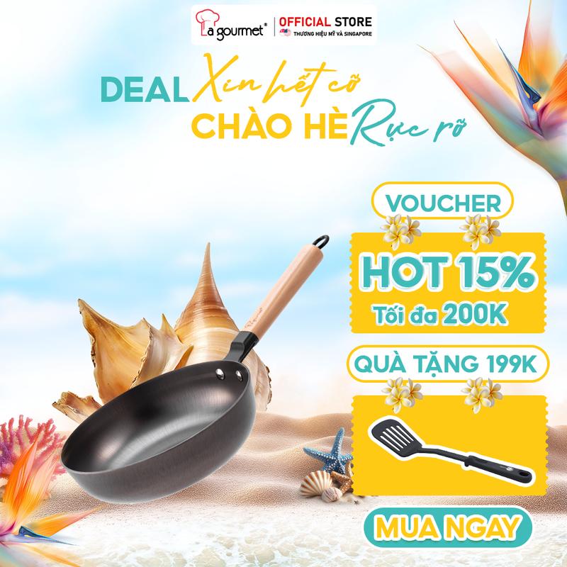 Chảo gang Nitrigan La gourmet sử dụng bếp từ chống dính tự nhiên chiên xào nướng không bong tróc  an toàn sức khỏe cao cấp Chính Hãng