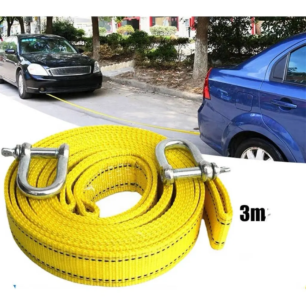【24-hour shipping+free shipping+COD】3/M Heavy Duty Car Tow Cable Towing Pull Rope Strap Hooks Van Road Recovery P2441