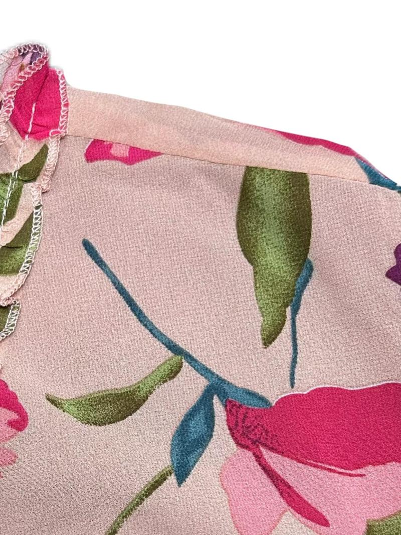 Product Introduction of Plus Size Floral Print Frill Chiffon Dress, Boho Elegant Ruffle Hem Flounce Sleeve A Line Dress for Holiday Vacation, Dresses for Women, Women's Clothes for All Seasons, Ditsy Floral Dress 8
