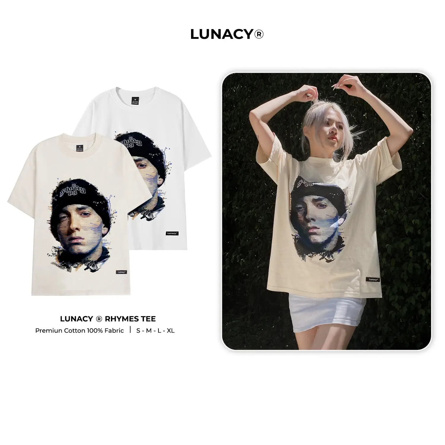 Áo Thun Local Brand RHYMES TEE phông Unisex nam nữ Cotton oversize form rộng LUNACY