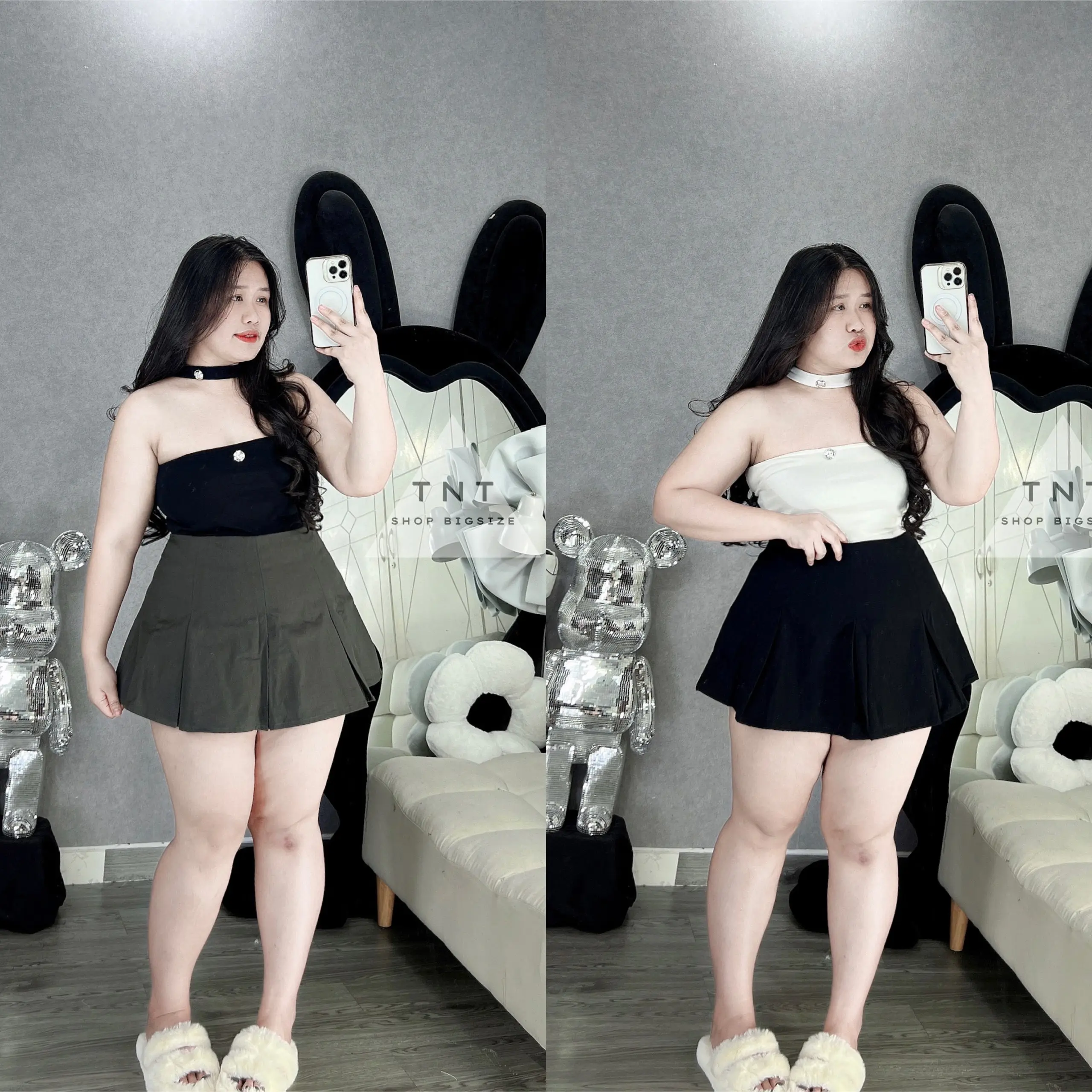 CHÂN VÁY KAKI XẾP LƯNG CAO [TNT SHOP BIGSIZE 60KG 90KG] Nữ Women