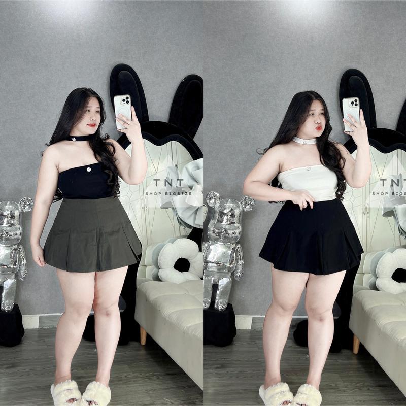 CHÂN VÁY KAKI XẾP LƯNG CAO TNT SHOP BIGSIZE 60KG 90KG Nữ Women