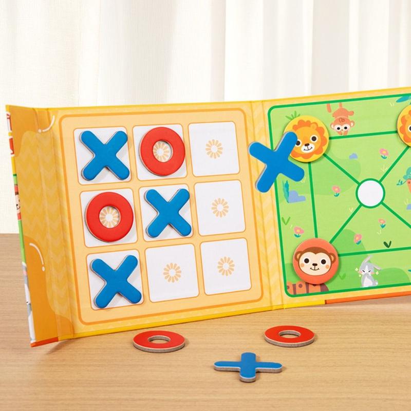 Early Education Toys Toy Magnetic Chess Game Multiplayer Puzzle Children's Magnetic Tic Tac Toe Portable Clip Design Thinking Training Chess Toys Birthday Gifts 1