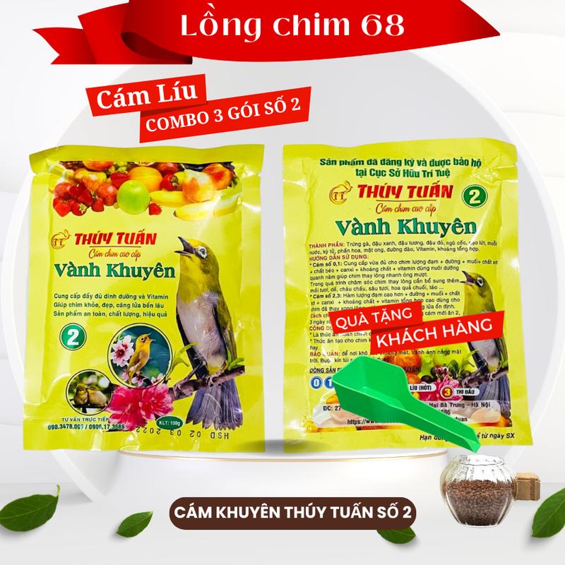 Combo 3 gói thúy tuấn số 2 - Thức ăn cho chim cảnh gói 100gr Tặng xúc cám khuyên líu