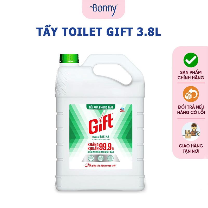 Nước tẩy vệ sinh nhà tắm, vệ sinh bồn cầu, tẩy toilet, nước tẩy đa năng Gift hương bạc hà, can 3.8 Lít
