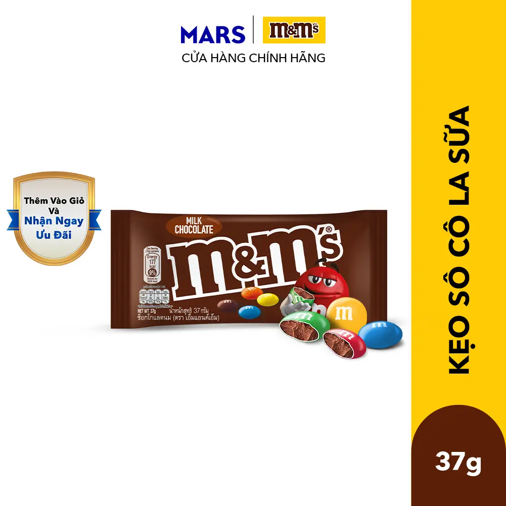 [Quà tặng không bán] Kẹo Sô cô la Sữa M&M’s 37g