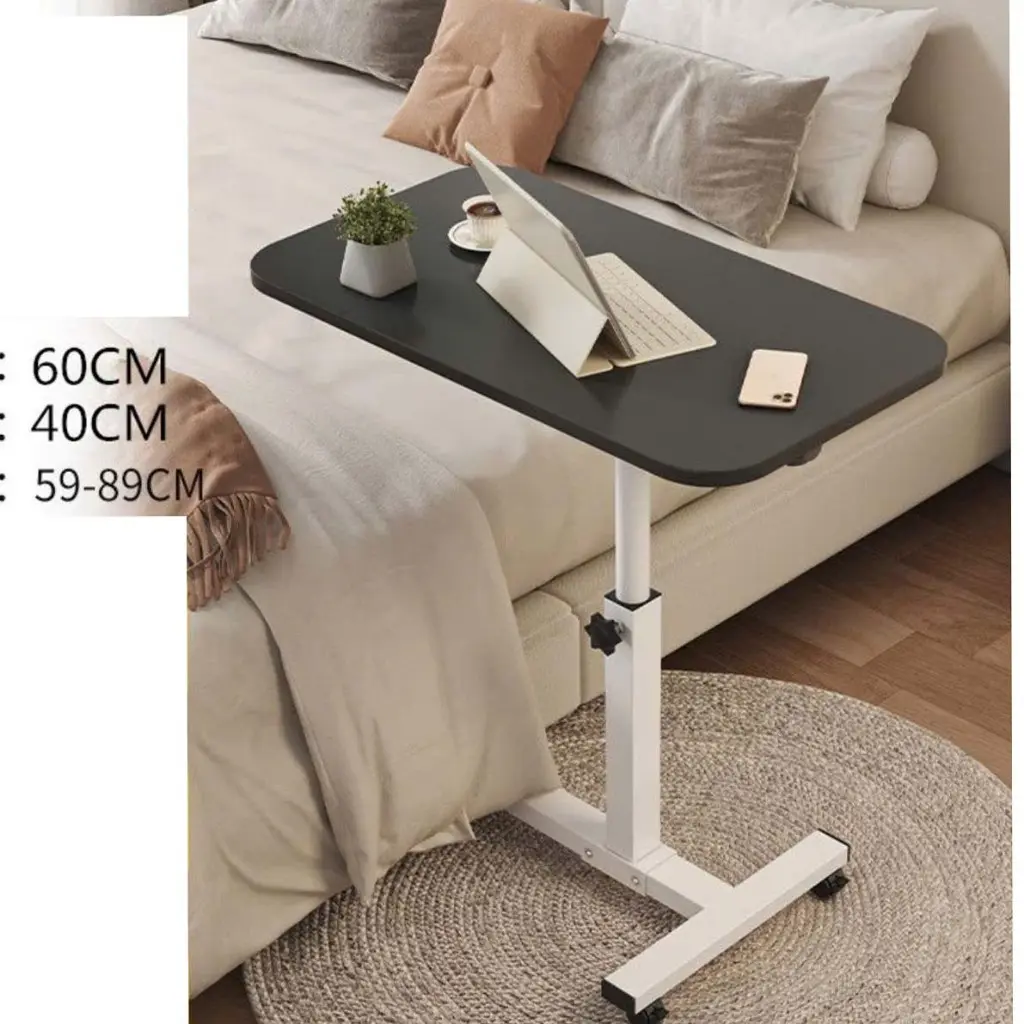 Bàn làm việc di động có bánh xe điều chỉnh độ cao khung thép mặt gỗ mdf