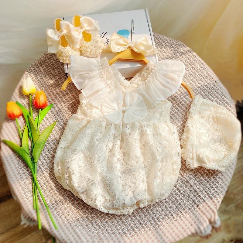  Set ren cánh tiên kem Made By hằng cho bé từ 3-11kg chất ren mềm 