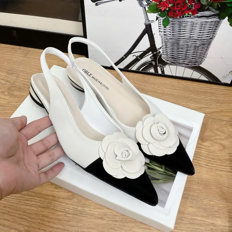 Giày bệt hoa trà cao 3 phân form chuẩn - AN Shoes - DéP, Nữ Jean 2