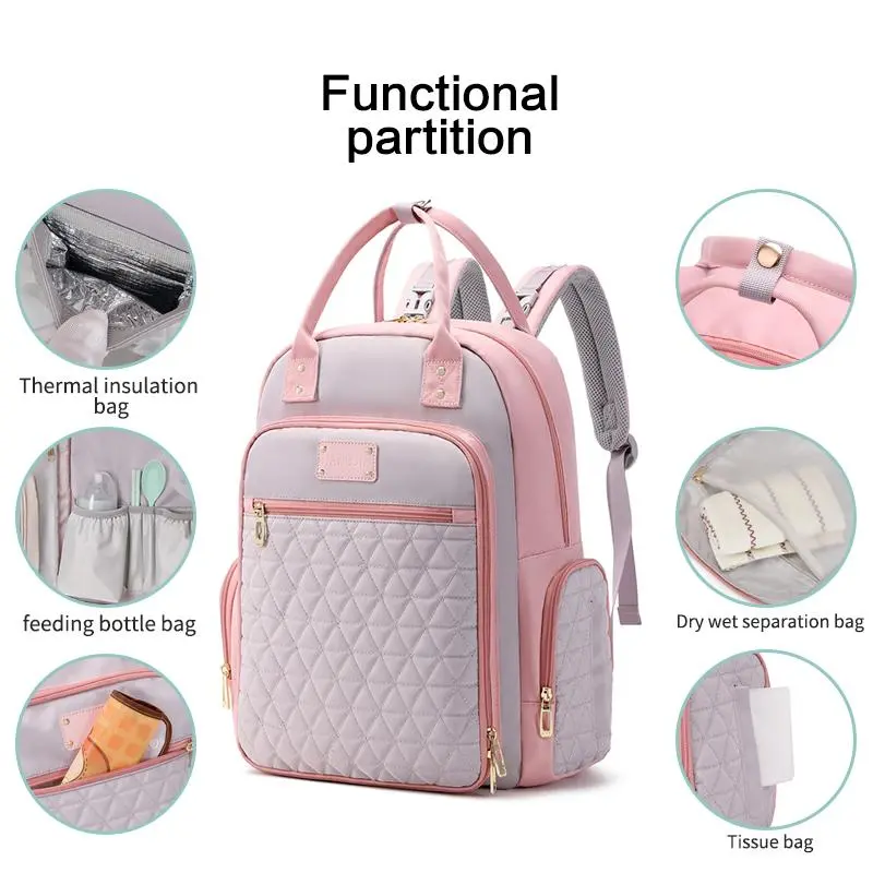 Baby Diaper Bag Backpack, Multifunctional Baby Bag with Insulated Pocket, Large Capacity Nappy Bag Perfect for Work & Travel 3