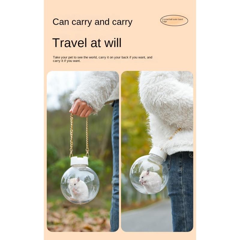 Product Introduction of thingin New Portable Hamster Transport Cage Ventilated Round Guinea Pig Carrier with Bag Strap Transparent Small Pet Carrier for Small Animal 21