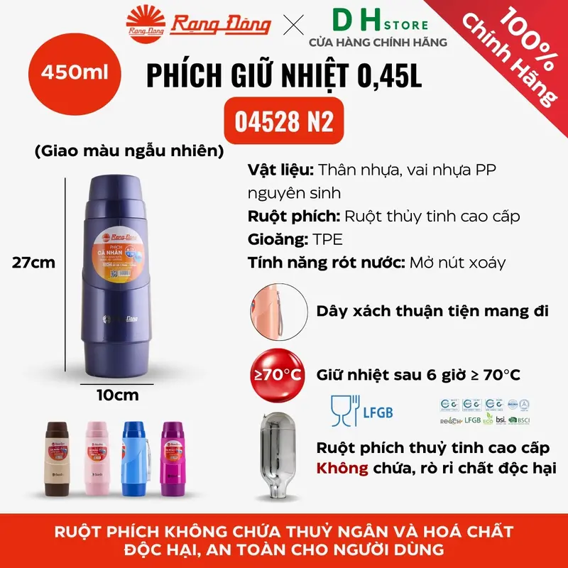Bình giữ nhiệt mini Rạng Đông 450ml RD-04528 N2 binh  giu nhiet 2