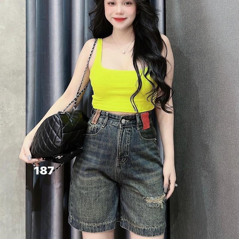 Quần jean đùi ngố tag đỏ,jean không co dãn