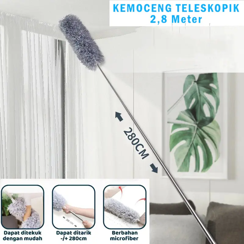 Kemoceng teleskopik panjang 280cm kemoceng multifungsi serbaguna kemoceng microfiber panjang 280cm kemoceng tarik panjang 280cm