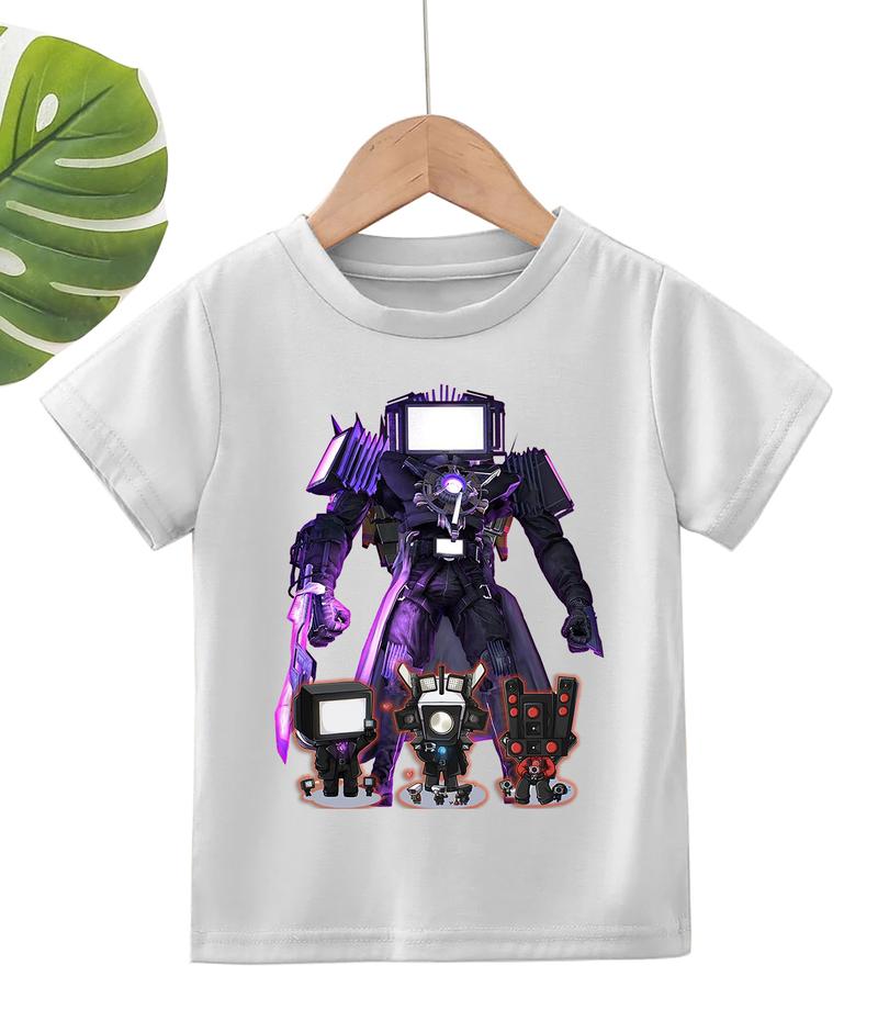 Product Introduction of Áo thun trẻ em Áo POLYCOTTON mát mịn In Hình SKIBIDI TOILET cho bé trai và bé gái Vải Cotton Baby Tee Women Top Voi Cổ Tròn Heart áo  baby áo  baby Flower 11
