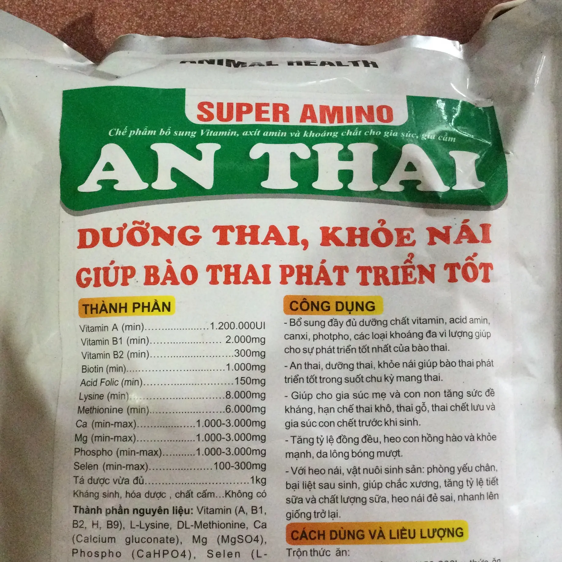 AN THAI gói 1kg dưỡng thai khỏe nái cho heo, trâu, bò, dê, cừu mang thai