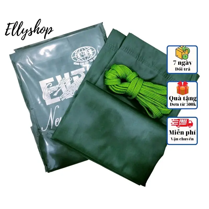 Võng dù 2 lớp cá sấu loại tốt, mát, mịn.Kích thước 1m4x2m4 Nam Fish vonginox vong mung