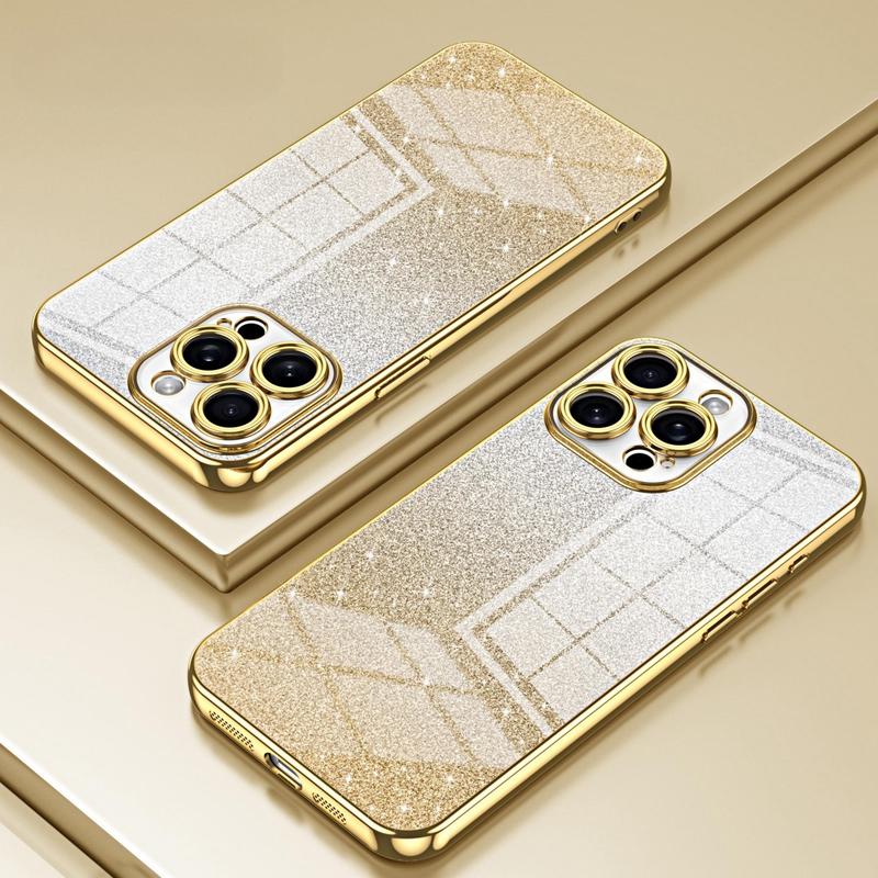 Product Introduction of Glitter Phone Case, 1 Count Fashion Phone Protective Cover, Phone Accessory Compatible with iPhone 14 15 Pro Max 12 13 Pro Max 7