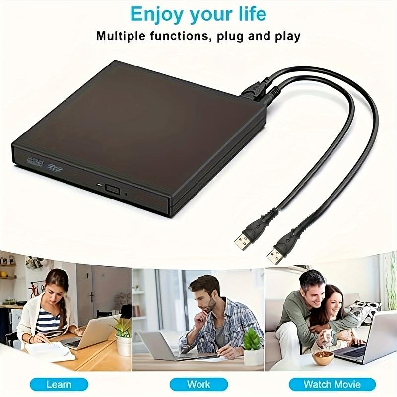 Product Introduction of External CD DVD Drive, USB 2.0 Ultra-Thin Portable External CD-RW Drive DVD-RW Burner Burner Player for Laptop Laptop Desktop Computer 0