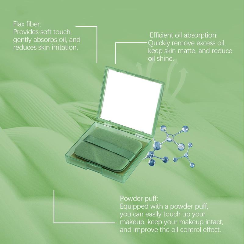 Product Introduction of Oil Absorbing Powder Puff With Mirror, 1 Box Portable Compact Oil Absorbing Sheet With Powder Puff, Makeup Tool For Women & Girls 6