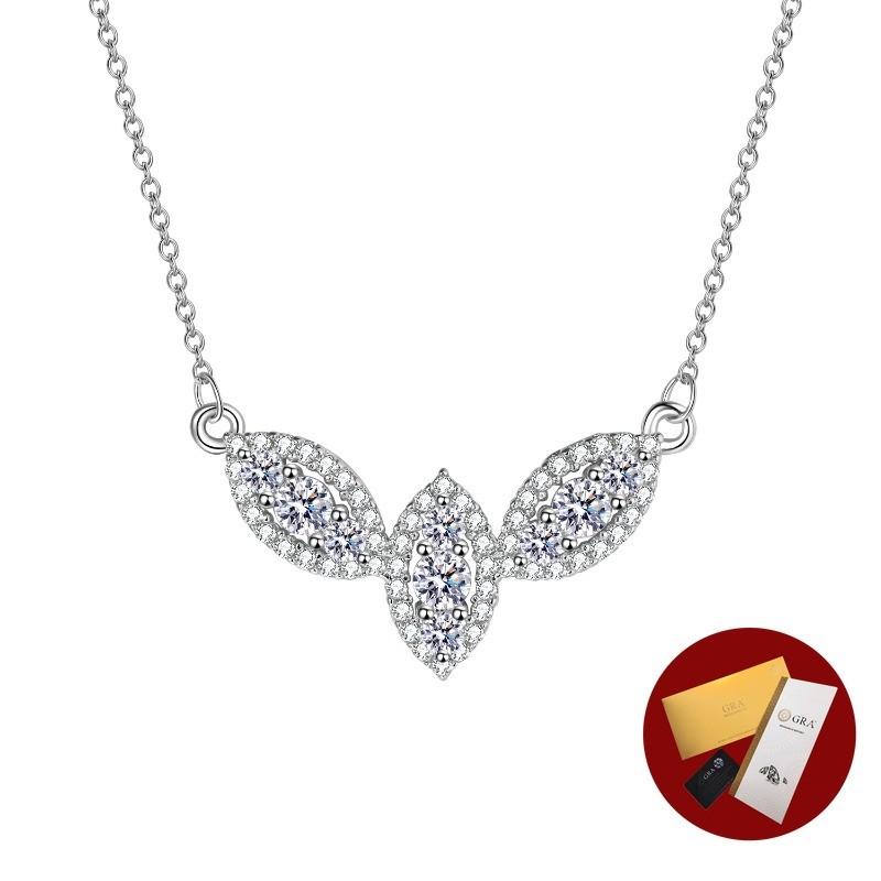 (With Gra Certificate)S925 Silver Leaf Moissanite Necklace Closure Pendant 0