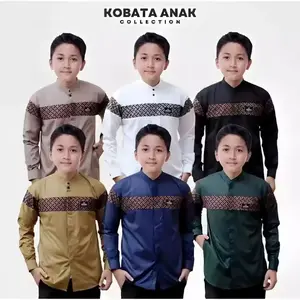 Kobata Anak Baju Koko Terbaru Laki-laki Lengan Panjang Bahan Cotton Signature Premium Usia 5-13 Tahun Pakaian Muslim BISA COD