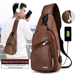 Men's Chest Bag Portable Charging Casual Crossbody Bag Outdoor Sports Backpack Chest Bag