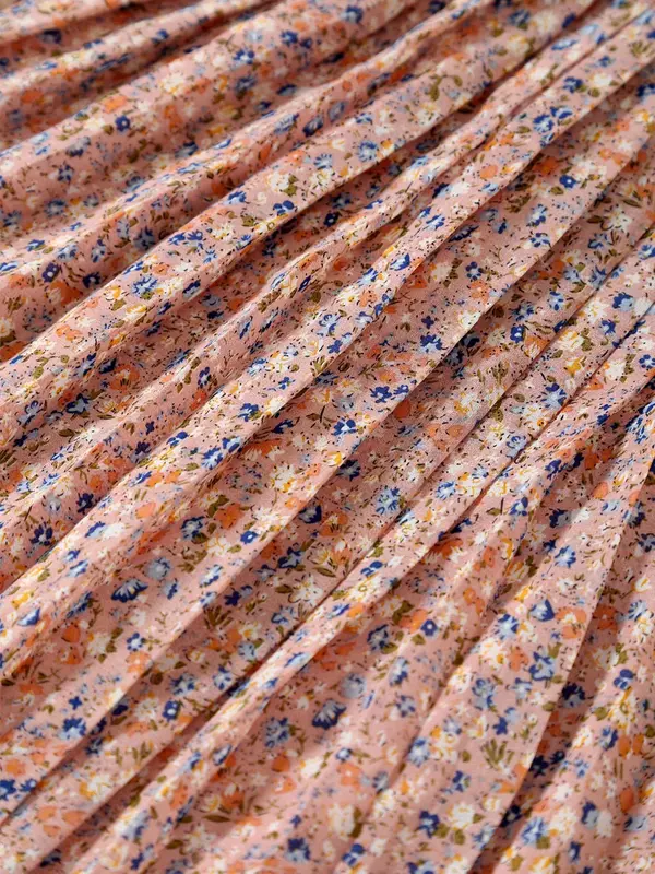 Girl's Ditsy Floral Print Pleated Skirt, Boho Style Elastic Waist A Line Skirt for Daily Wear, Kids Bottoms for All Seasons 5