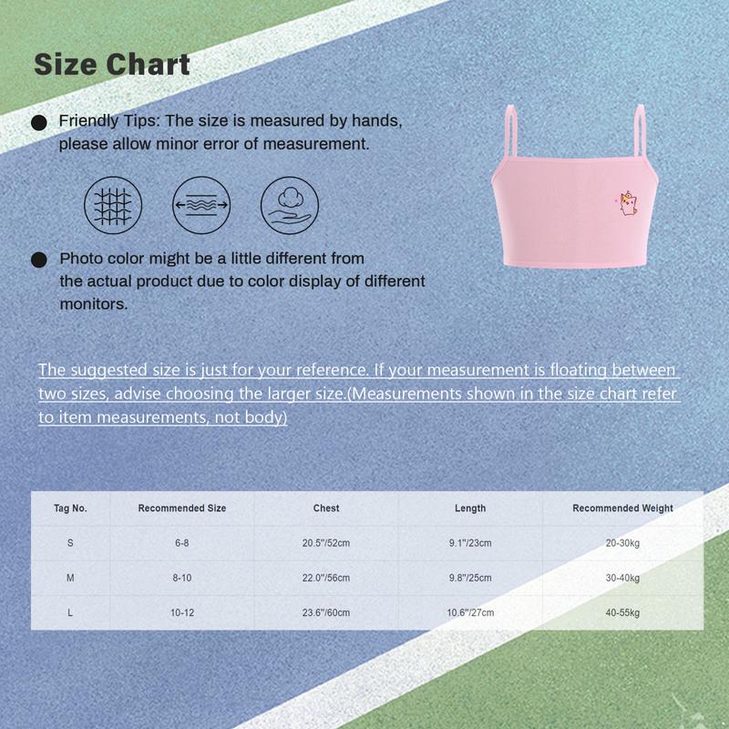 Product Introduction of Lejafay  Kids Girls Cute Cartoon Print Camisole Spaghetti Straps Cotton Vest Underwear for Daily Life Workout Yoga 0