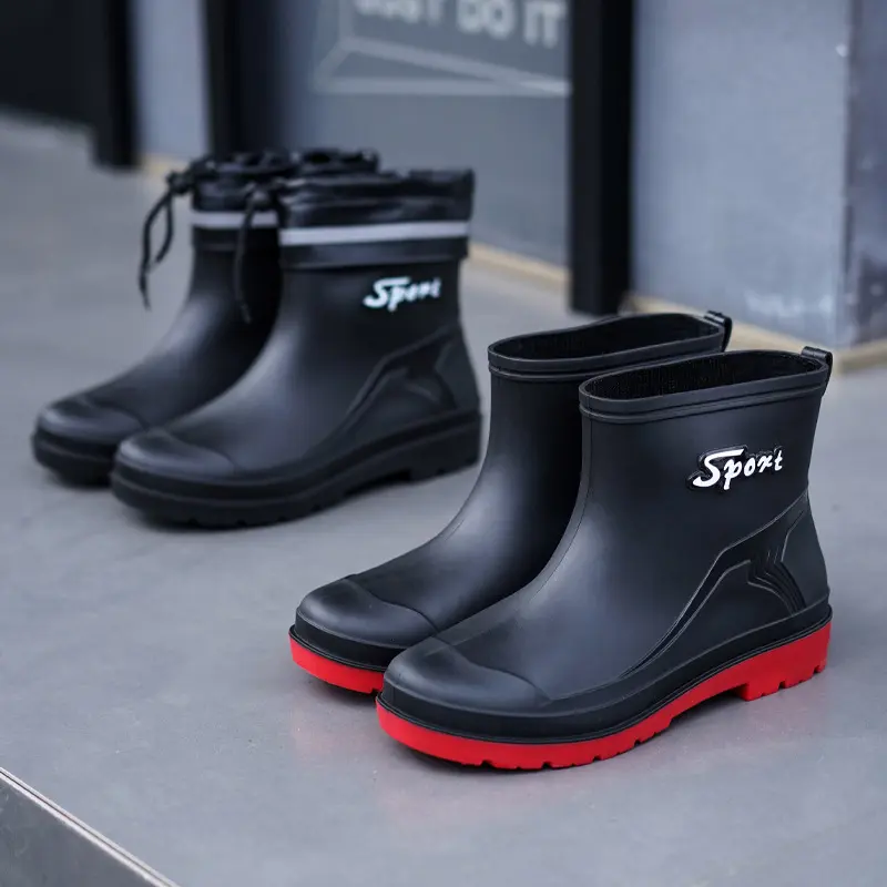 Men's Short Rain Boots Non-Slip Rain Shoes Construction Site Waterproof Short Rubber Boots
