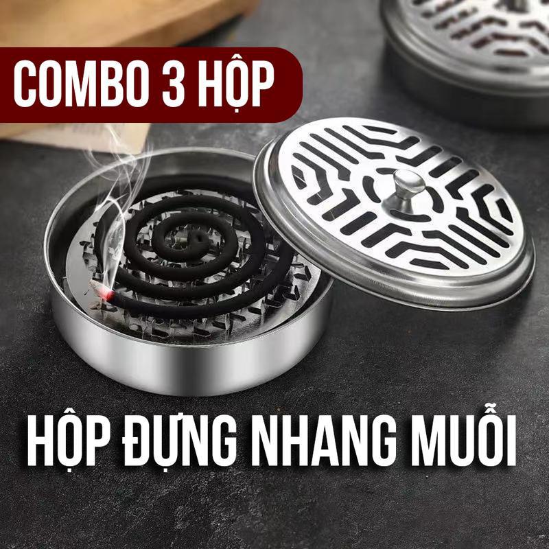 COMBO 3 Hộp Đựng Nhang Muỗi 15cm KHÔNG CÓ QUAI XÁCH Khay Đựng Nhang Muỗi Có Nắp Đậy An Toàn Giá Đỡ Cuộn Nhang Muỗi Tiện Dụng