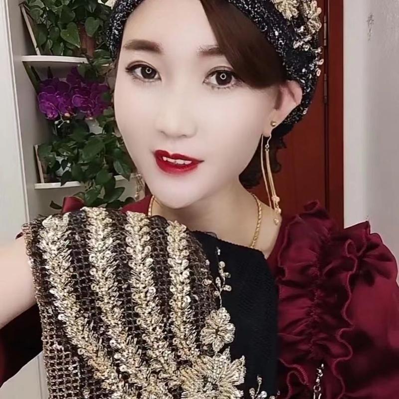 Product Introduction of Glitter Diamonds Embroidery Lace Turban Hats for Women Muslim Headscarf Head Wraps Caps Female Daily Beanie Hair Cover Cap 3