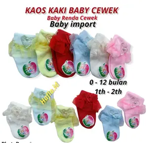 (6 dan 3 Pasang) kaos kaki bayi renda cewek 0-12 bulan